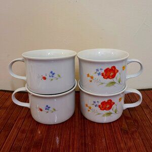 Set of 4 Vintage Hearthside Soup Mugs  Bake N Serve - Japan